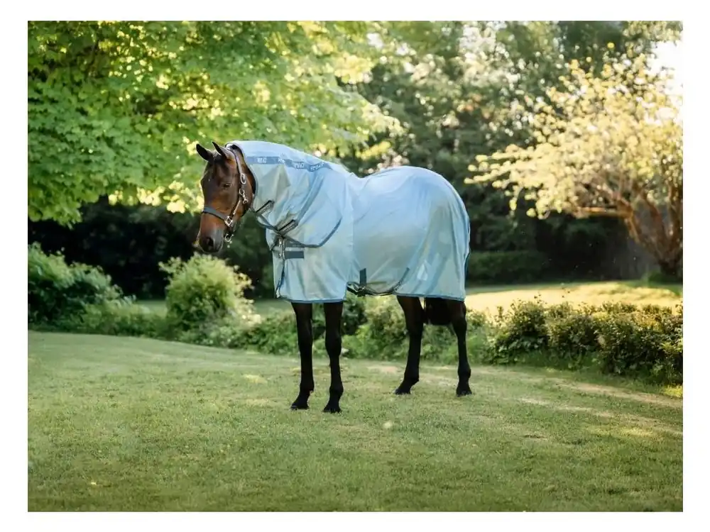 Nakupujte Hned Deka proti hmyzu HORSEWARE Amigo Bug s integrovaným krkem heather blue/blue & silver 125cm