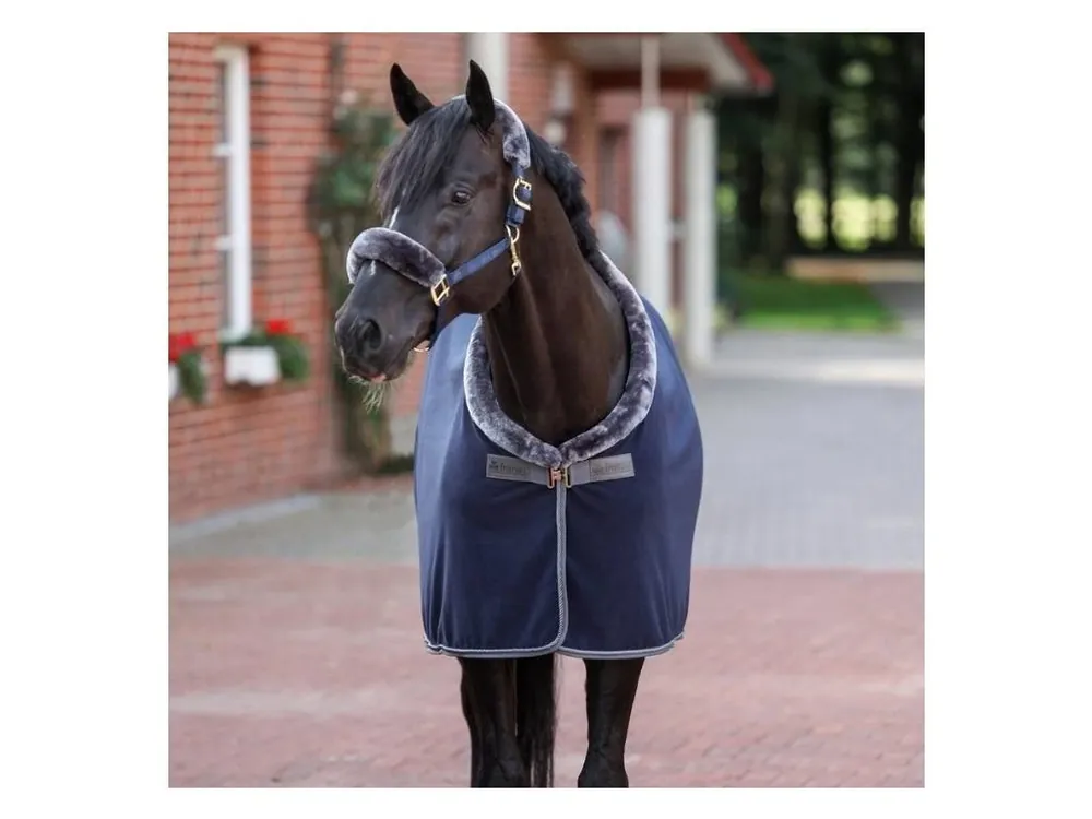Deka stájová/odpocovací BUCAS Show-Line Fleece 400g navy/grey 140cm Cenově Výhodný