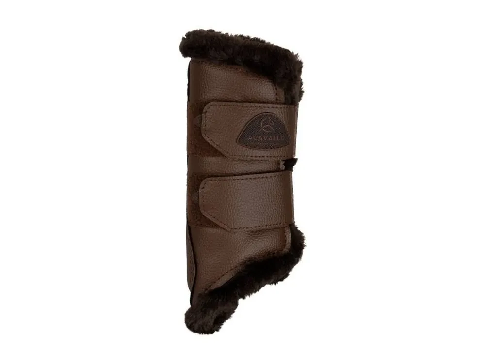 Akce Kamaše ACAVALLO Eco-Leather s beránkem přední hnědé (M)