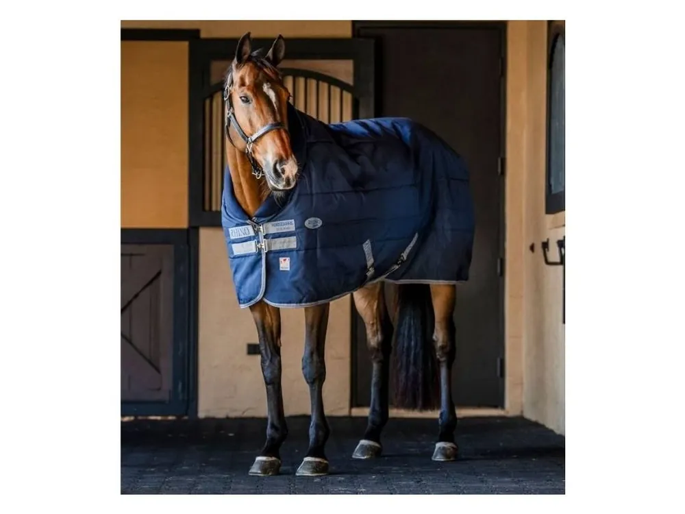 Cenově Výhodný Stájová deka HORSEWARE Rhino Vari Layer 350g navy/titanium grey & classic blue 115cm