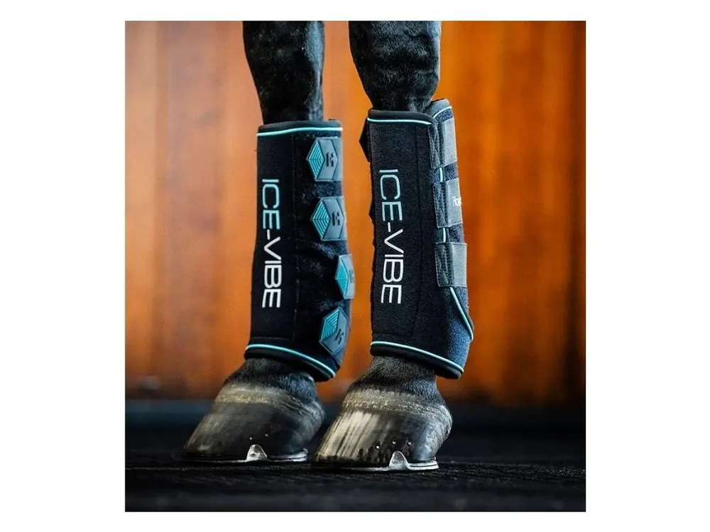 Terapeutické kamaše HORSEWARE Ice-Vibe Leg Wraps black/aqua FULL Tovární Cena