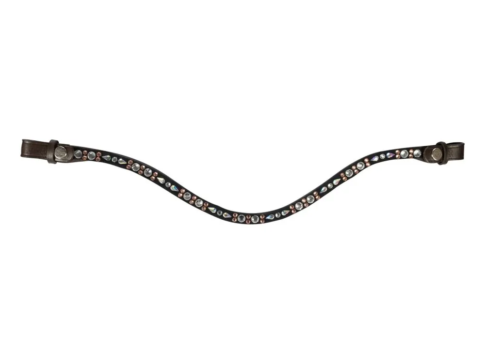 Tovární Cena Čelenka pro koně Sparkle HKM - hnědá/růžové zlato
